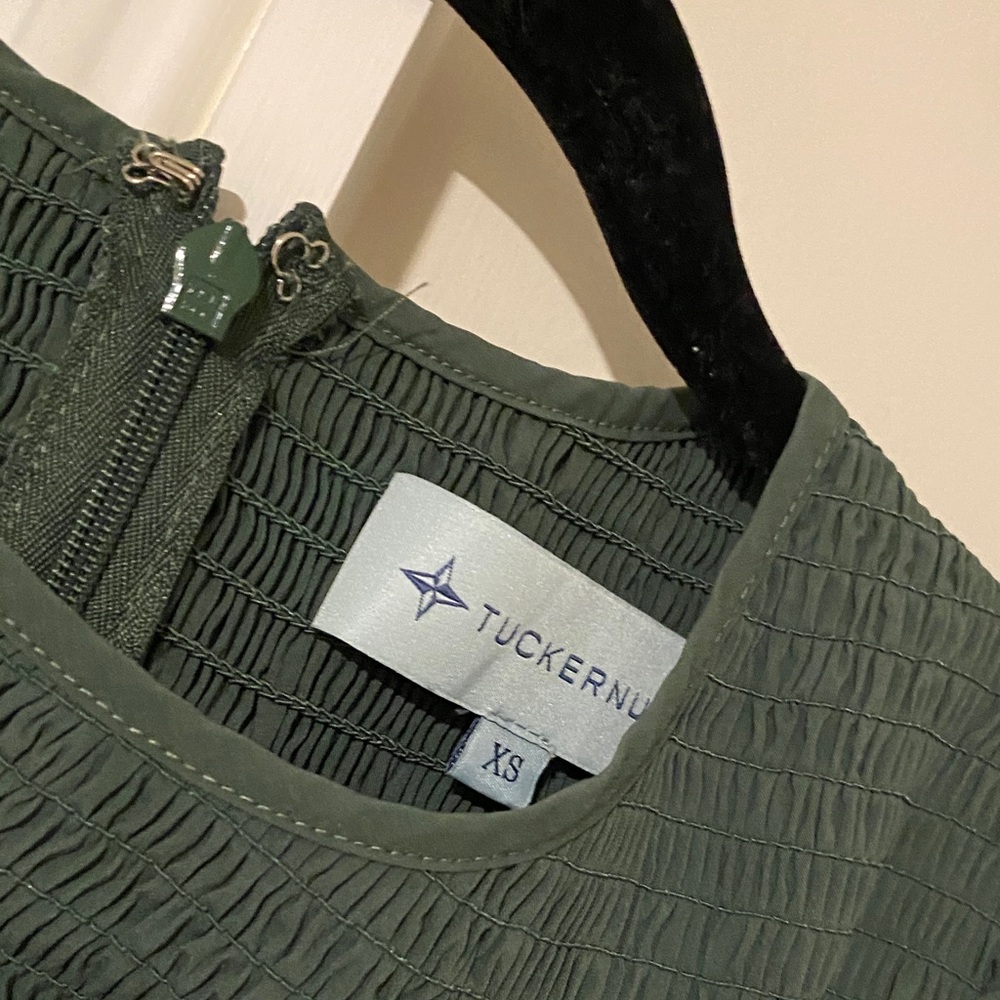 Tuckernuck Forest Green Puff Sleeve Dress - Picture 2 of 6